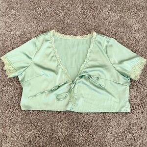 Cropped Silky Front Tie Top